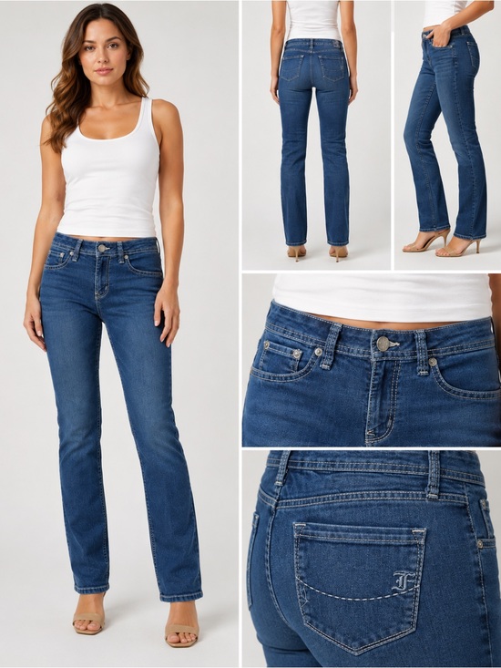 Fade to blue Denim - Women's Straight Leg Jeans in Deep Blue Denim - Classic Fit